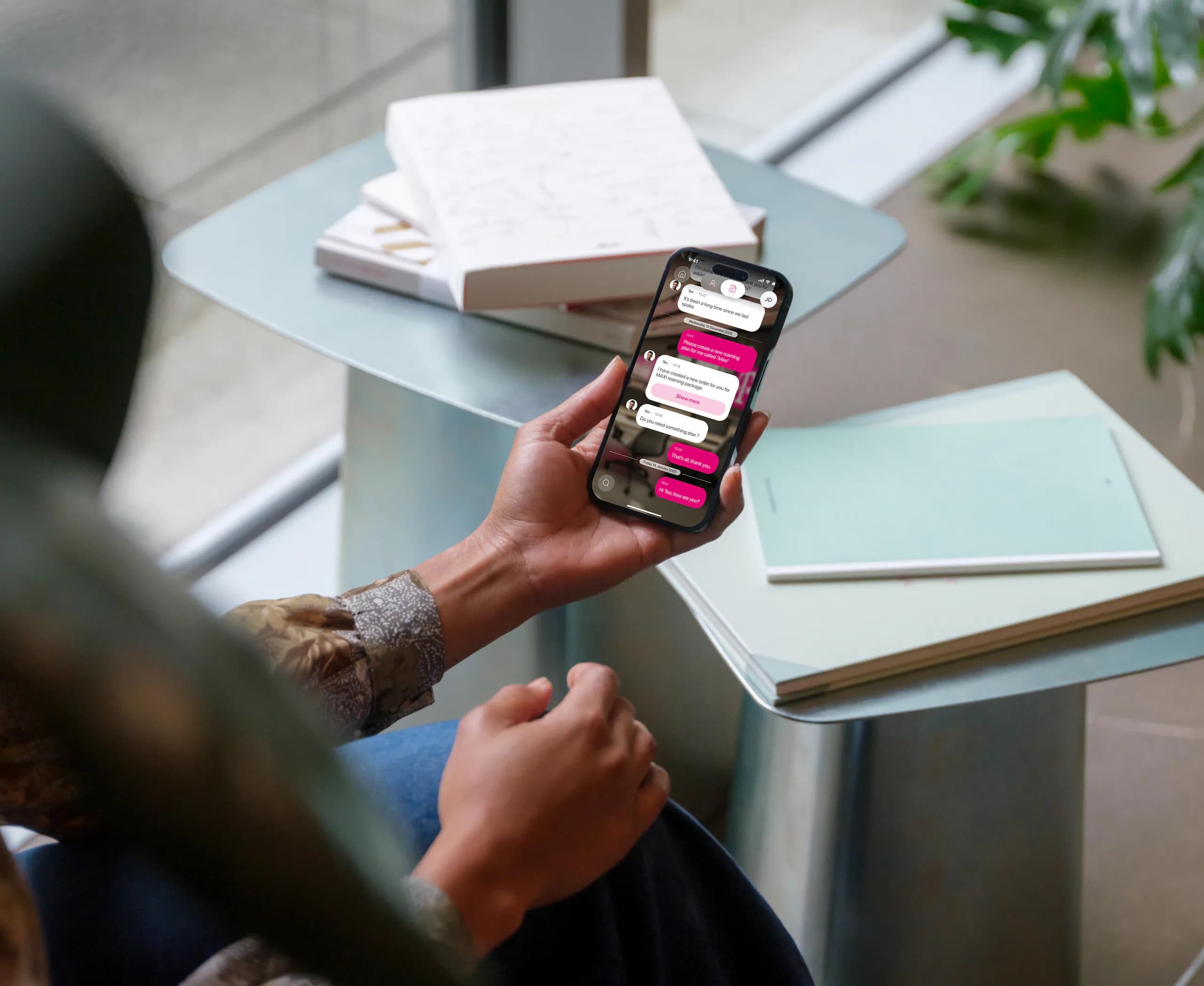 T-Mobile assistant in a real customer conversation on iPhone