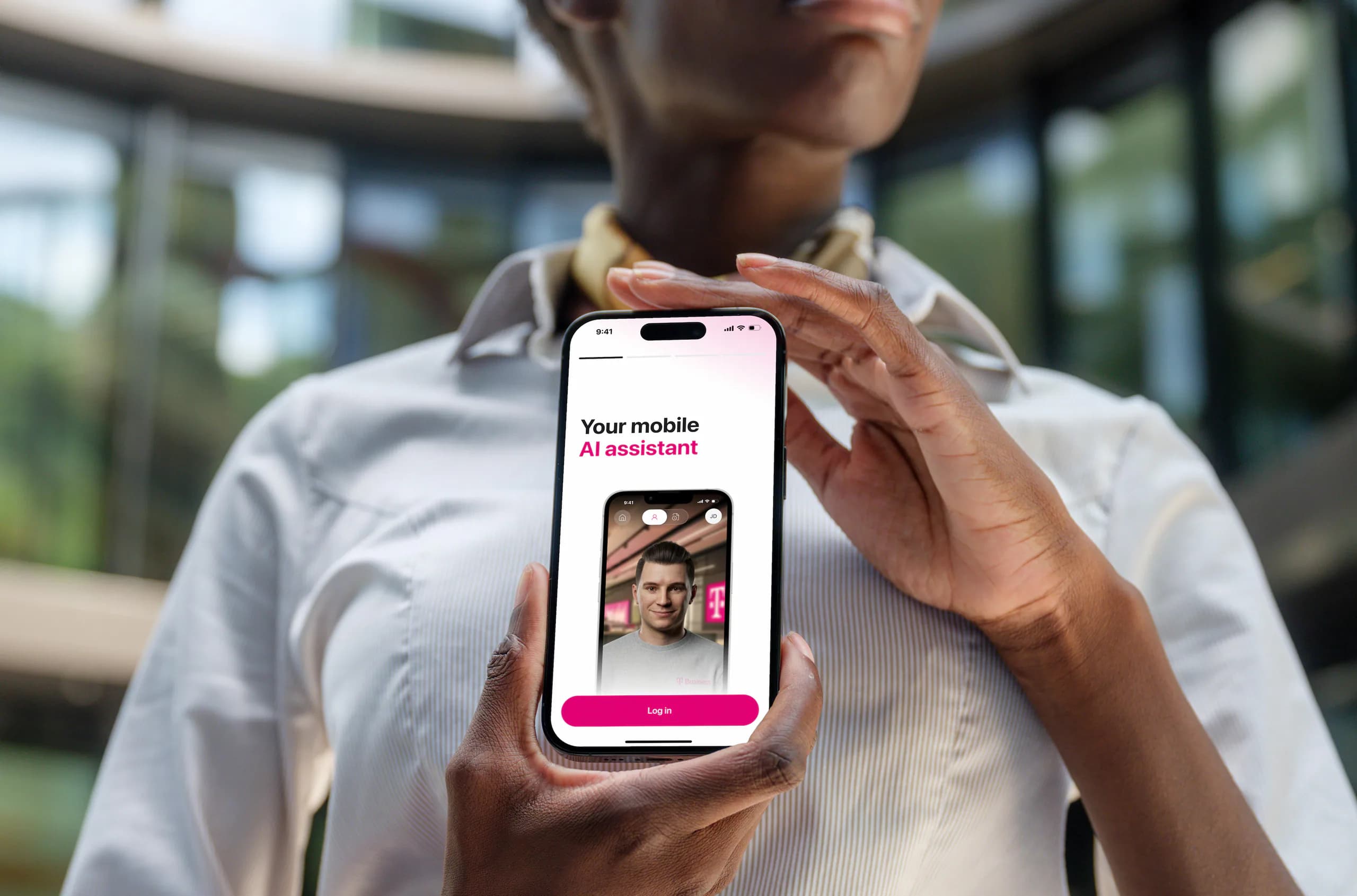 T-Mobile assistant onboarding flow inside the Promethist mobile app