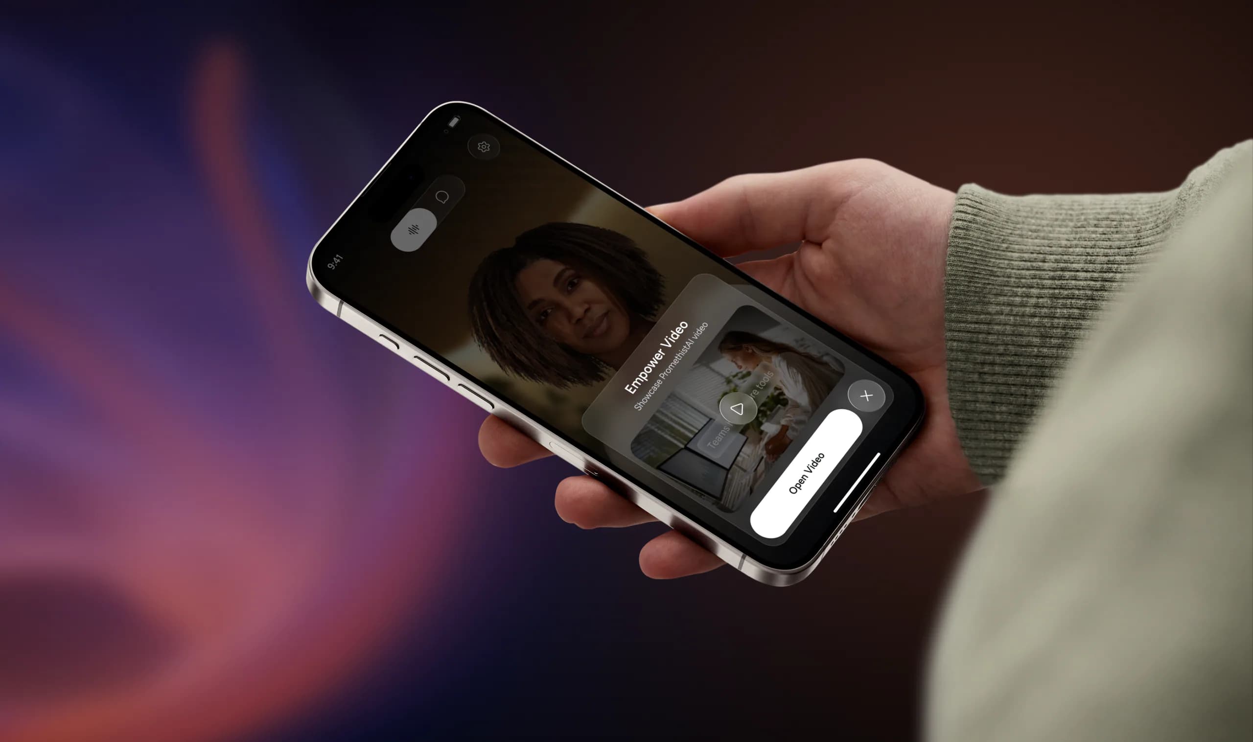 Promethist orb call experience on an iPhone in hand