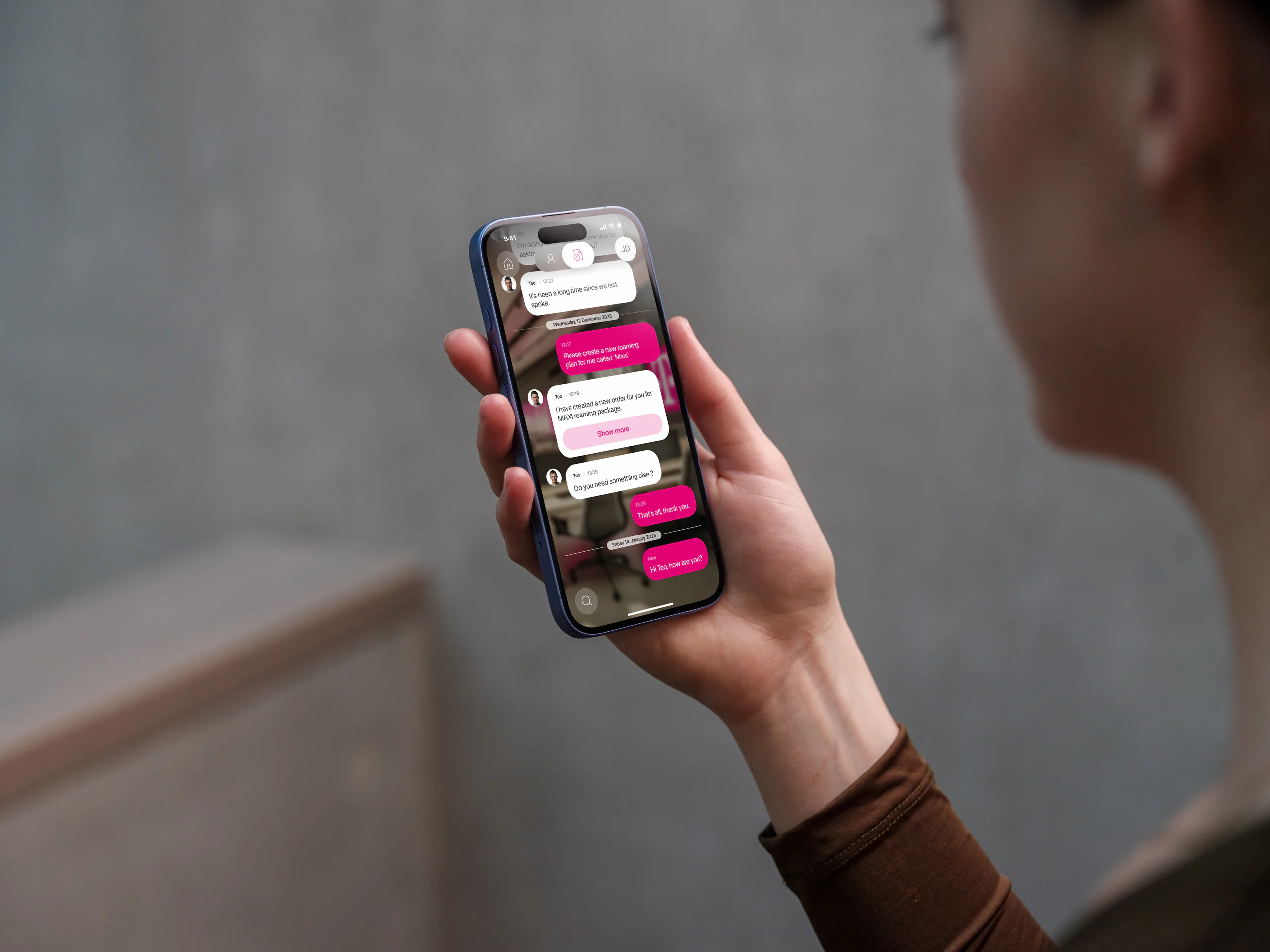 T-Mobile assistant chat experience on iPhone