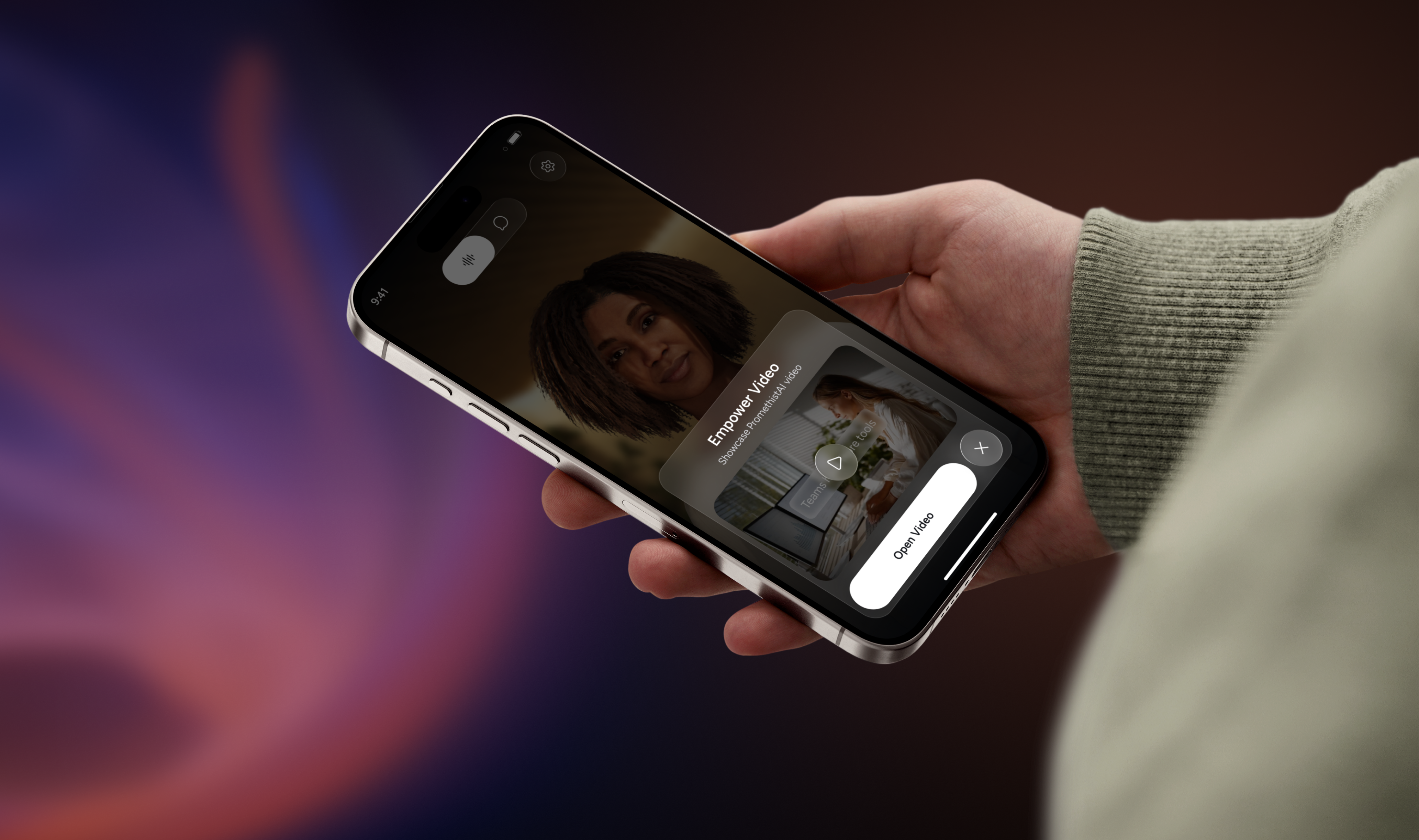 Promethist orb call experience on an iPhone in hand